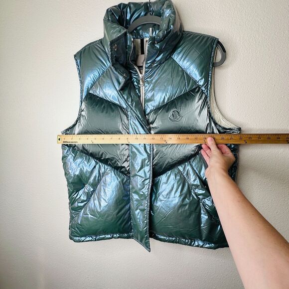 Moncler Blue Down Faucille Gilet Vest High Neck Zip Front Moncler Logo 4 / XL - Picture 15 of 16
